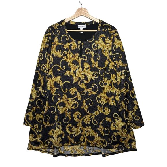 Susan Graver Tops - Susan Graver Printed Lurex Sweater Knit Top Women's A370895 Sz 2X Dressy Party